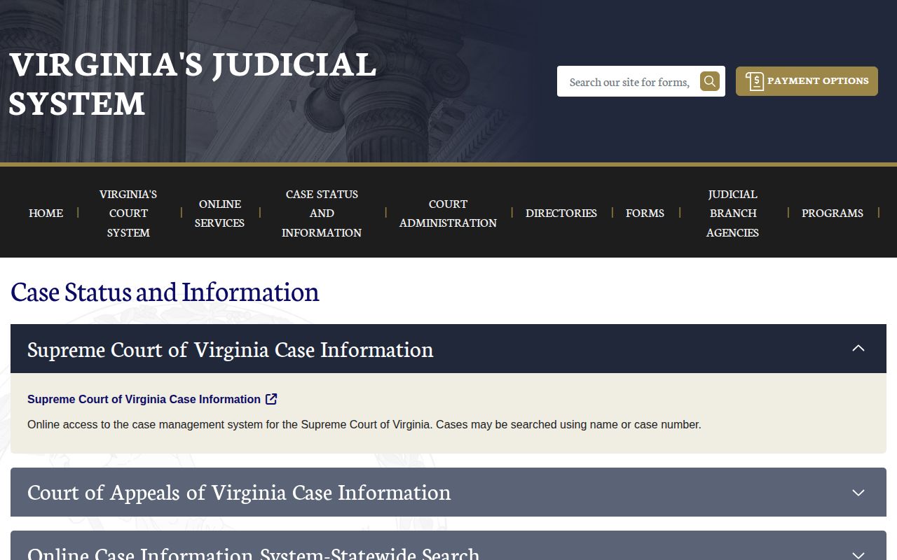 Shenandoah County court record search landing page